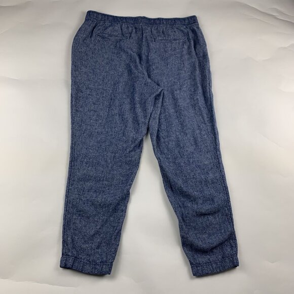 Old Navy Blue Chambray Linen Blend High Rise Pull On Ankle Pant L - Picture 6 of 7